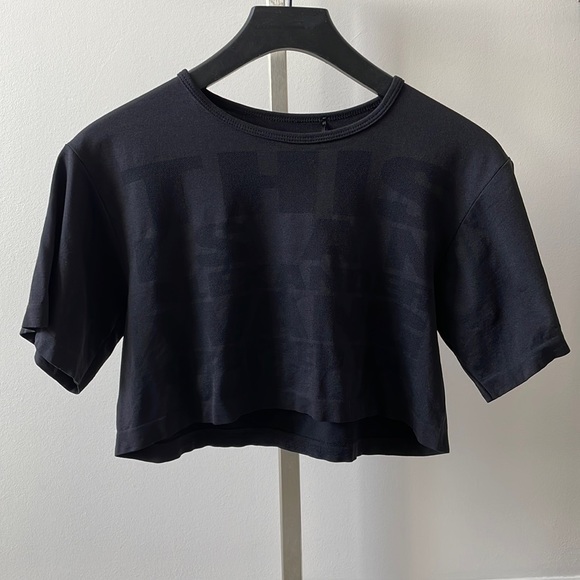 Alexander Wang x H&M black logo crop top tshirt sz S - Picture 1 of 6